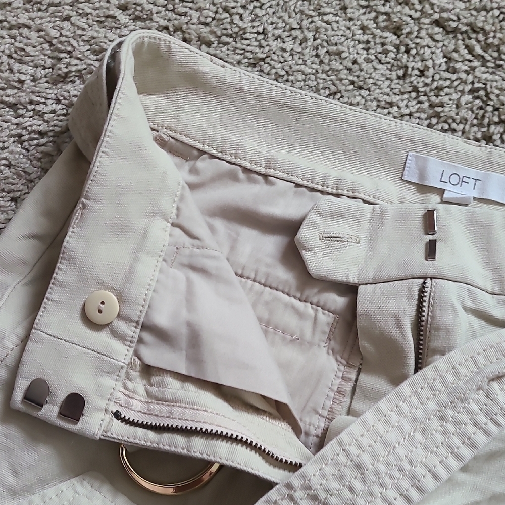 LOFT Cream High Waist Shorts - Picture 4 of 10